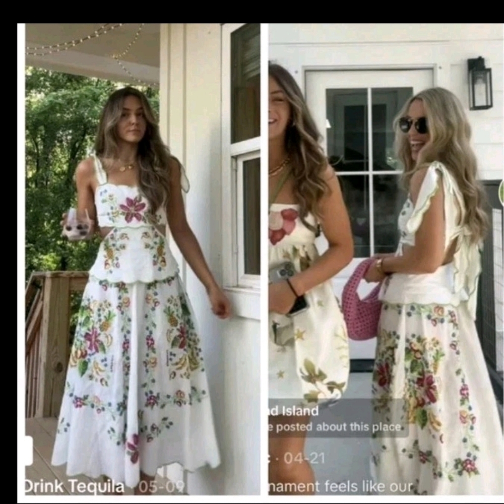 Farm Rio Tropical Romance Off White Maxi Dress - Picture 7 of 9
